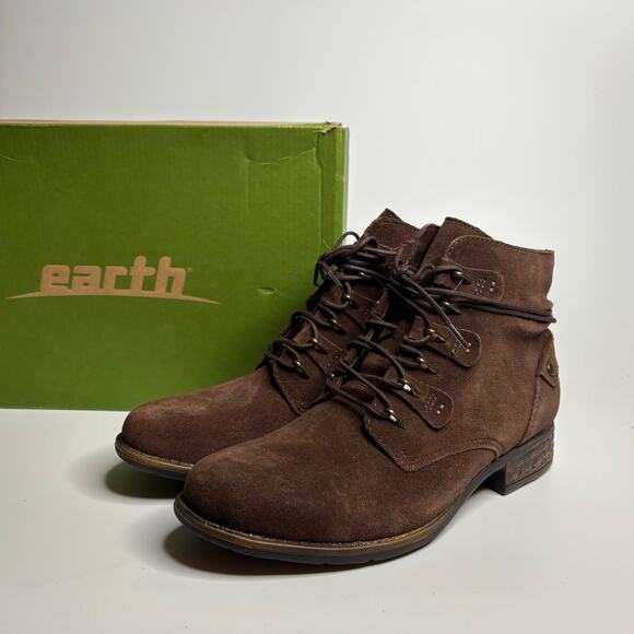Earth Shoes Boone Suede Ankle Booties in Bark - Picture 1 of 9